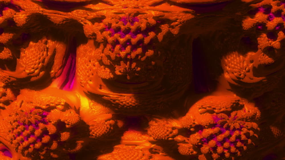 Orange and magenta Mandelbulb fractal surface